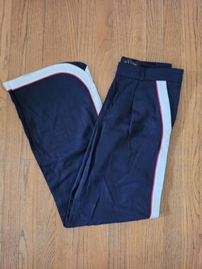 NWT! Banana Republic Navy Straight-Leg Pants with White & Red Trim Size 2